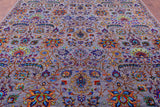 Grey Persian Tabriz Hand Knotted Wool & Silk Rug - 9' 0" X 12' 0" - Golden Nile