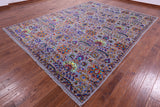 Grey Persian Tabriz Hand Knotted Wool & Silk Rug - 9' 0" X 12' 0" - Golden Nile