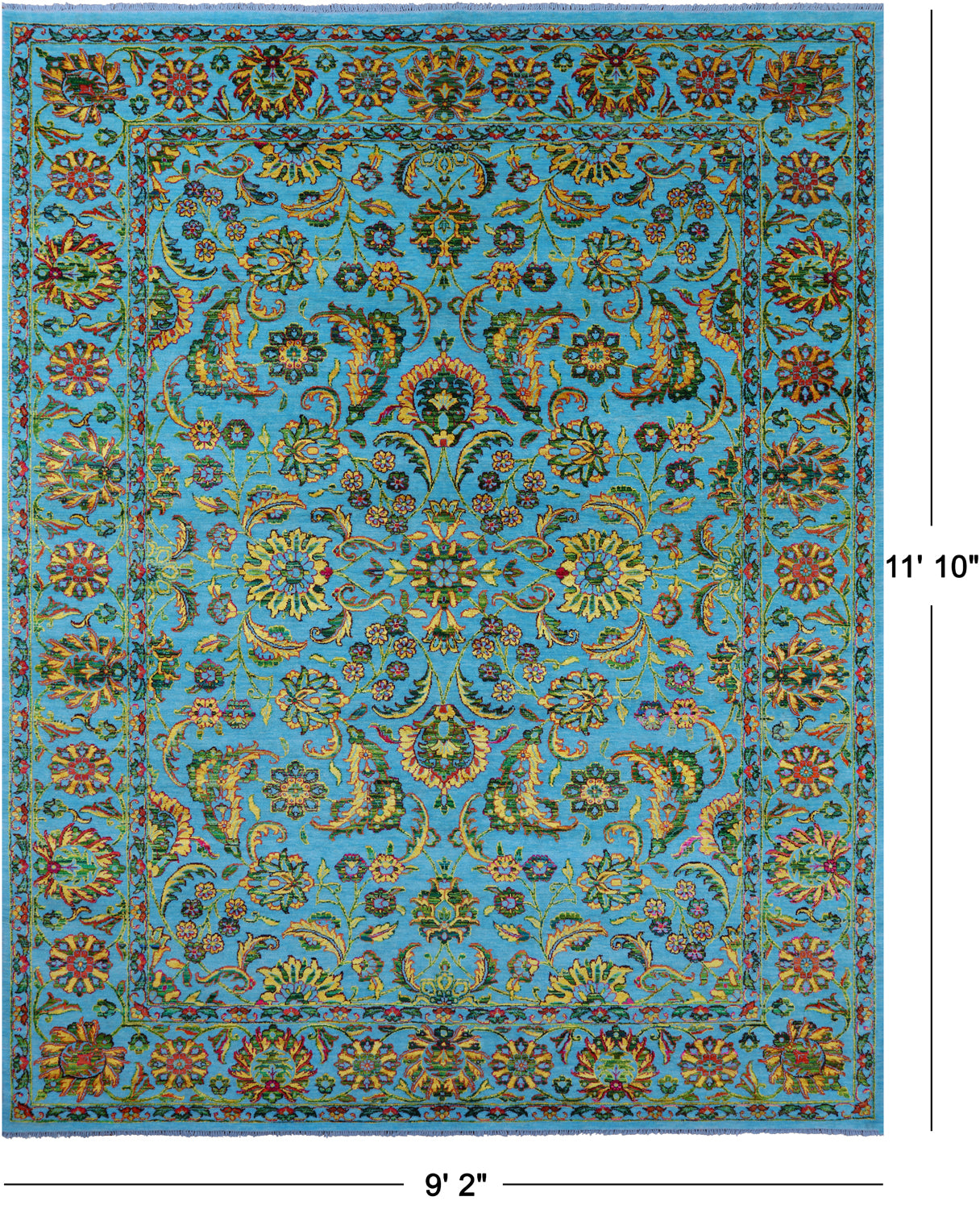 Persian Tabriz Hand Knotted Wool & Silk Rug - 9' 2" X 11' 10" - Golden Nile