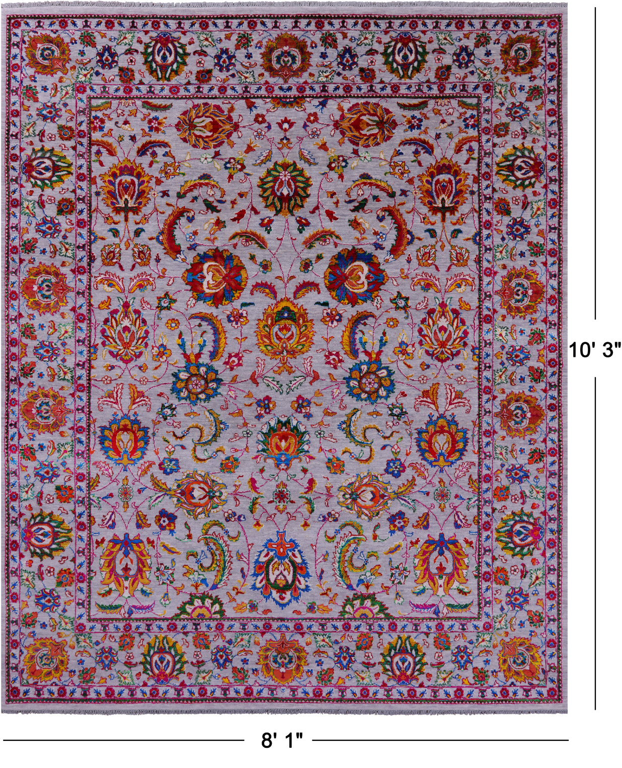 Persian Tabriz Hand Knotted Wool & Silk Rug - 8' 1" X 10' 3" - Golden Nile