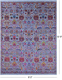 Blue Persian Tabriz Hand Knotted Wool & Silk Rug - 9' 2" X 12' 0" - Golden Nile
