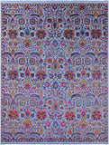Blue Persian Tabriz Hand Knotted Wool & Silk Rug - 9' 2" X 12' 0" - Golden Nile
