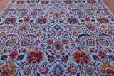 Blue Persian Tabriz Hand Knotted Wool & Silk Rug - 9' 2" X 12' 0" - Golden Nile