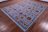 Blue Persian Tabriz Hand Knotted Wool & Silk Rug - 9' 2" X 12' 0" - Golden Nile