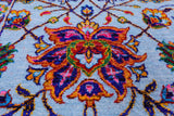 Blue Persian Tabriz Hand Knotted Wool & Silk Rug - 9' 2" X 12' 0" - Golden Nile