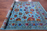 Blue Persian Tabriz Hand Knotted Wool & Silk Rug - 7' 11" X 10' 0" - Golden Nile