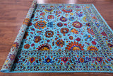 Blue Persian Tabriz Hand Knotted Wool & Silk Rug - 7' 11" X 10' 0" - Golden Nile