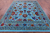 Blue Persian Tabriz Hand Knotted Wool & Silk Rug - 7' 11" X 10' 0" - Golden Nile