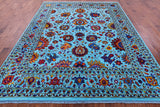 Blue Persian Tabriz Hand Knotted Wool & Silk Rug - 7' 11" X 10' 0" - Golden Nile