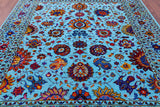 Blue Persian Tabriz Hand Knotted Wool & Silk Rug - 7' 11" X 10' 0" - Golden Nile