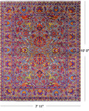 Grey Persian Tabriz Hand Knotted Wool & Silk Rug - 7' 11" X 10' 0" - Golden Nile
