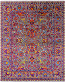 Grey Persian Tabriz Hand Knotted Wool & Silk Rug - 7' 11" X 10' 0" - Golden Nile