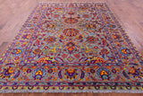 Grey Persian Tabriz Hand Knotted Wool & Silk Rug - 7' 11" X 10' 0" - Golden Nile