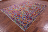 Grey Persian Tabriz Hand Knotted Wool & Silk Rug - 7' 11" X 10' 0" - Golden Nile
