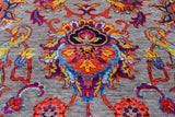 Grey Persian Tabriz Hand Knotted Wool & Silk Rug - 7' 11" X 10' 0" - Golden Nile