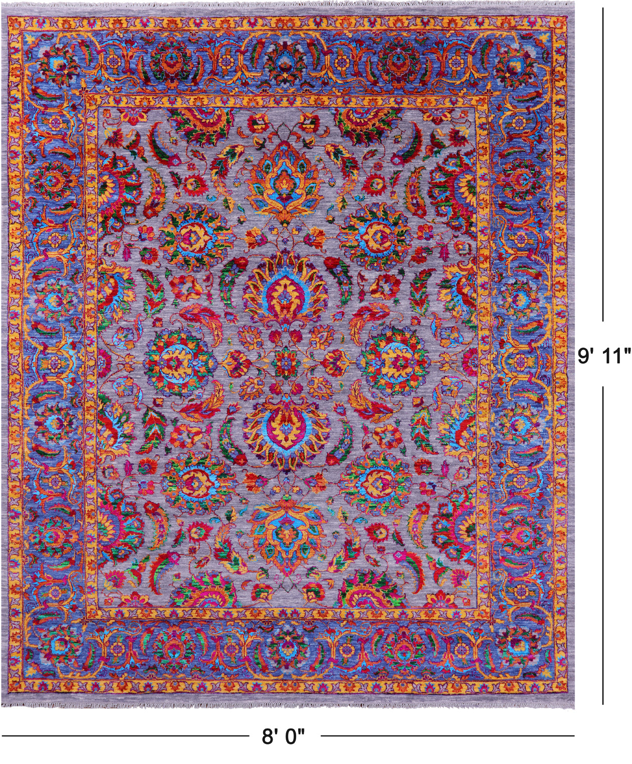 Persian Tabriz Handmade Wool & Silk Rug - 8' 0" X 9' 11" - Golden Nile