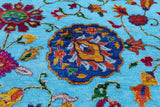 Blue Persian Tabriz Hand Knotted Wool & Silk Rug - 10' 0" X 13' 10" - Golden Nile