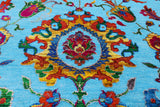 Blue Persian Tabriz Hand Knotted Wool & Silk Rug - 10' 0" X 13' 10" - Golden Nile