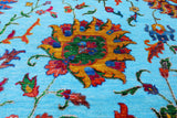 Blue Persian Tabriz Hand Knotted Wool & Silk Rug - 10' 0" X 13' 10" - Golden Nile