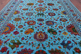 Blue Persian Tabriz Hand Knotted Wool & Silk Rug - 10' 0" X 13' 10" - Golden Nile