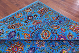Blue Persian Tabriz Hand Knotted Wool & Silk Rug - 9' 2" X 16' 0" - Golden Nile