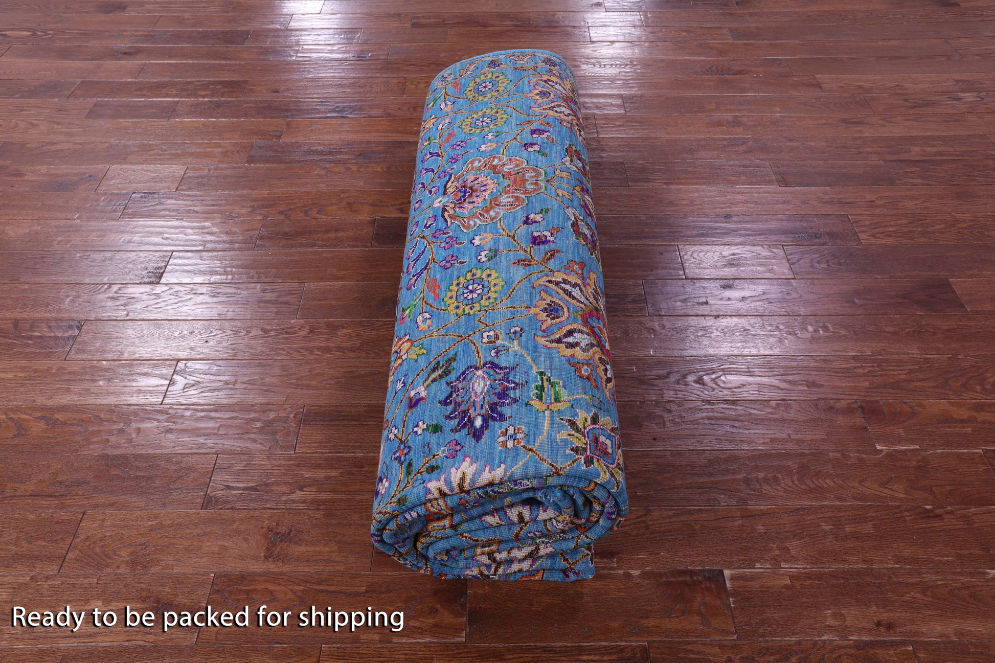 Blue Persian Tabriz Hand Knotted Wool & Silk Rug - 9' 2" X 16' 0" - Golden Nile