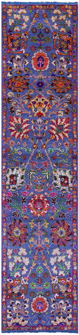 Persian Tabriz Hand Knotted Wool & Silk Runner Rug - 2' 7