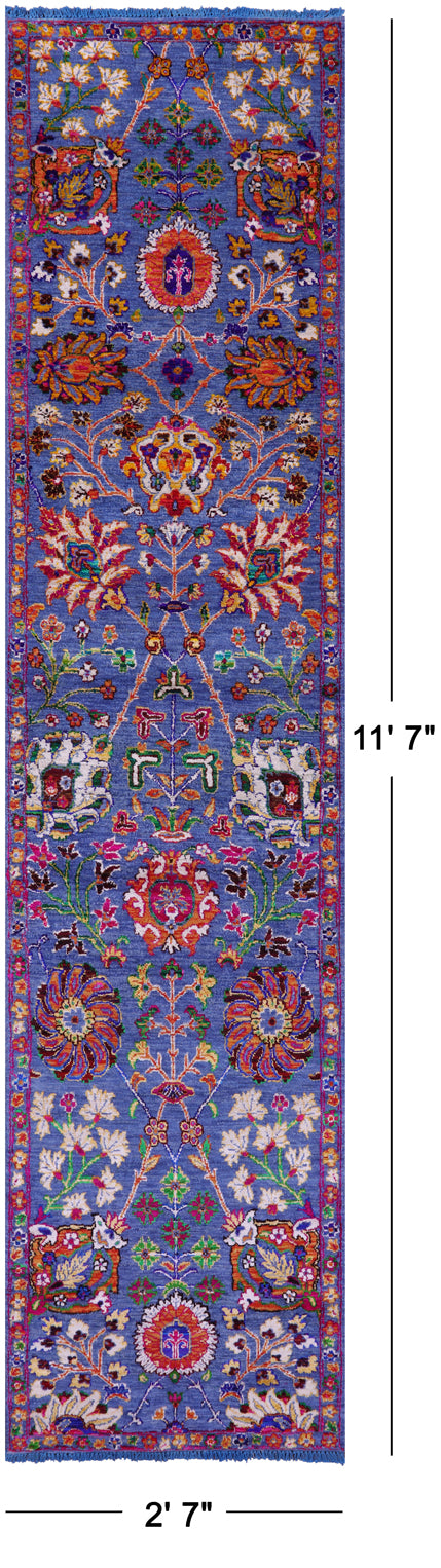 Persian Tabriz Hand Knotted Wool & Silk Runner Rug - 2' 7" X 11' 7" - Golden Nile