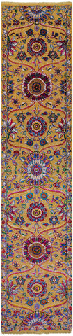 Persian Tabriz Handmade Wool & Silk Runner Rug - 2' 6