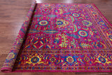 Pink Persian Tabriz Hand Knotted Silk Rug - 8' 11" X 12' 3" - Golden Nile