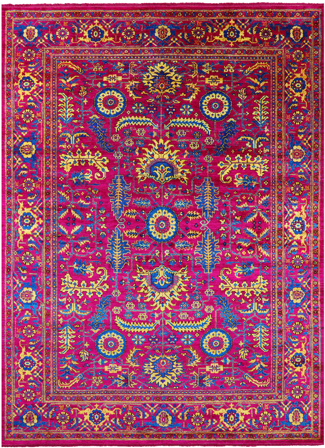 Pink Persian Tabriz Hand Knotted Silk Rug - 8' 11" X 12' 3" - Golden Nile