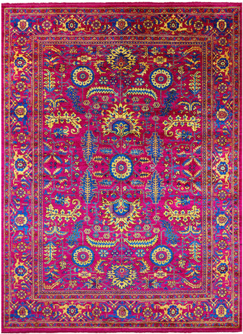 Pink Persian Tabriz Hand Knotted Silk Rug - 8' 11