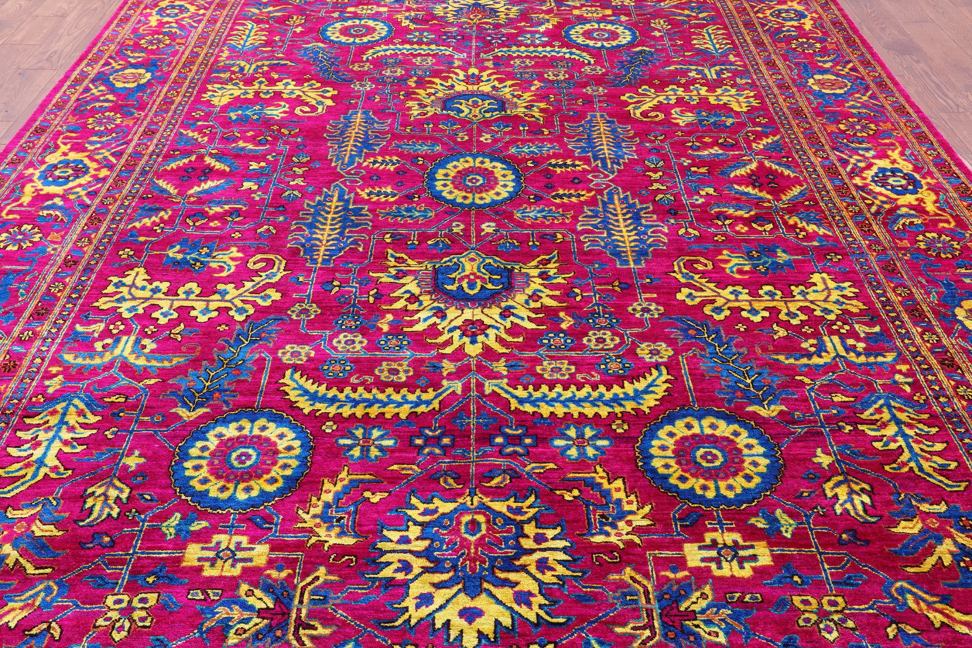 Pink Persian Tabriz Hand Knotted Silk Rug - 8' 11" X 12' 3" - Golden Nile