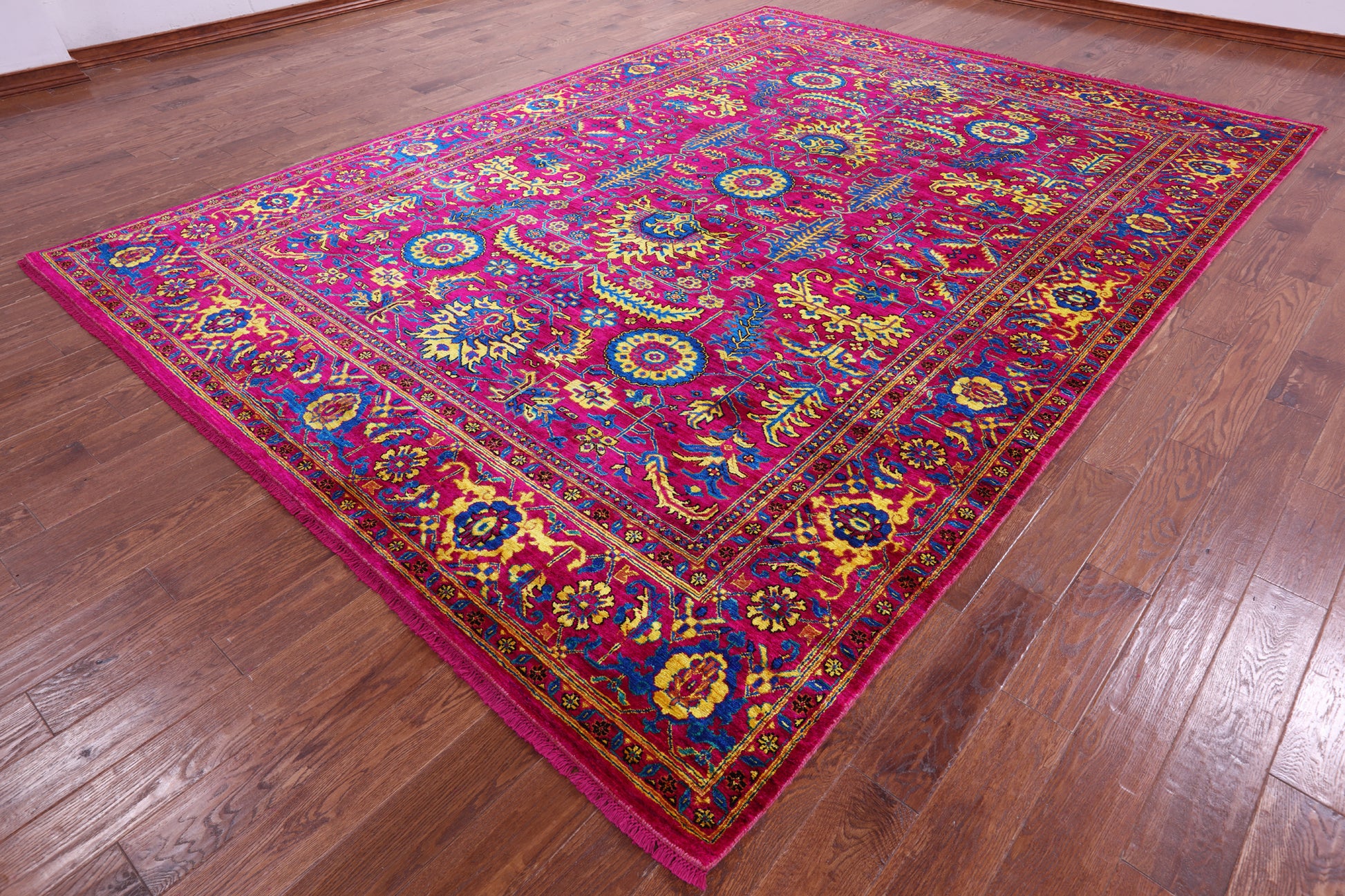 Pink Persian Tabriz Hand Knotted Silk Rug - 8' 11" X 12' 3" - Golden Nile