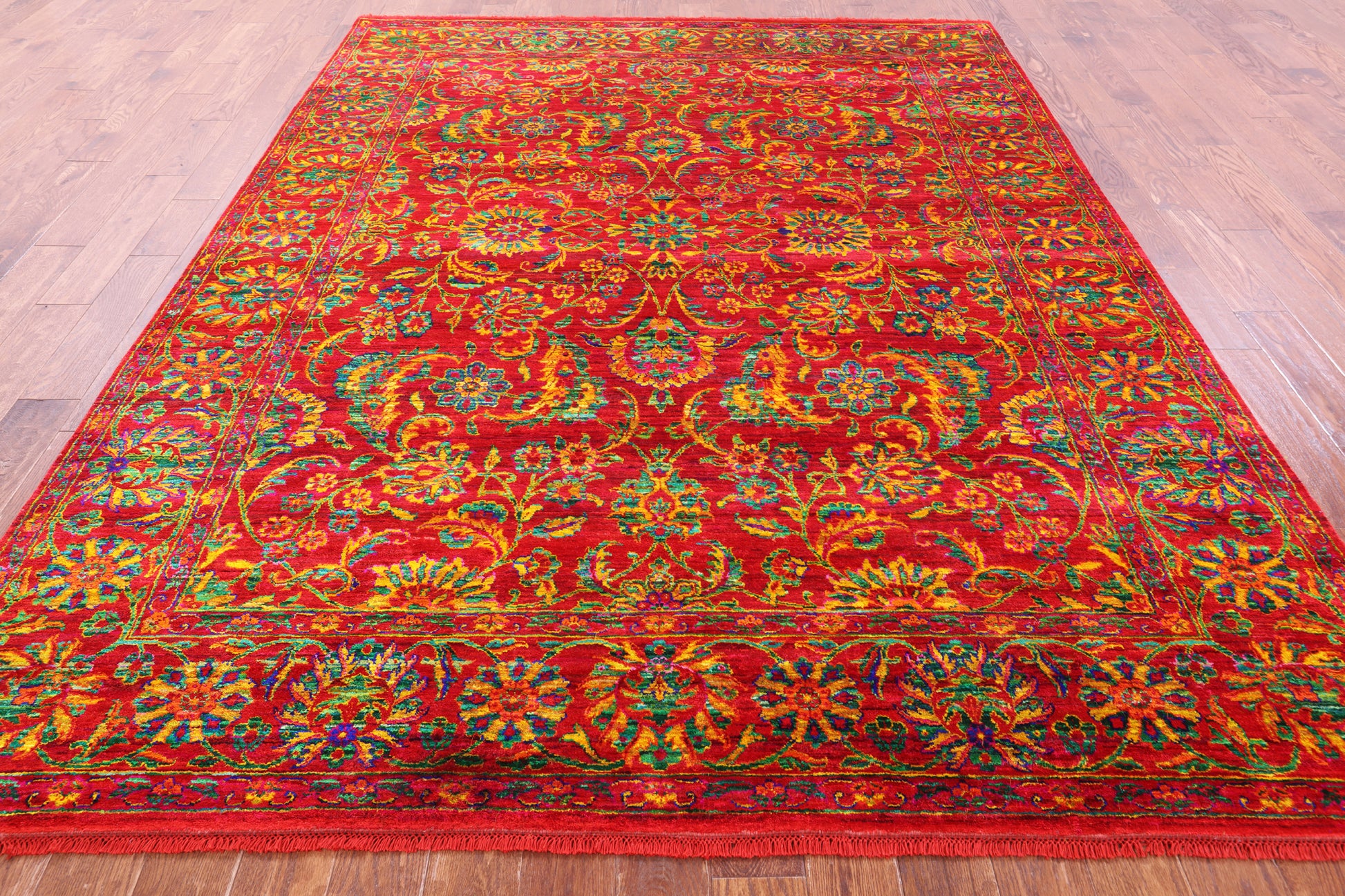 Red Persian Tabriz Handmade Silk Rug - 7' 11" X 10' 4" - Golden Nile