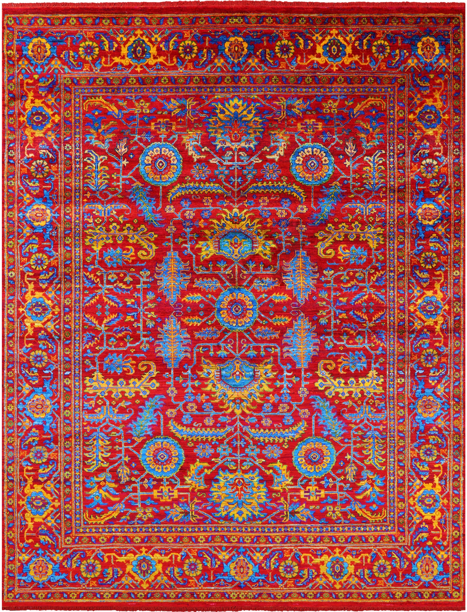 Red Persian Tabriz Handmade Silk Rug - 8' 0" X 10' 3" - Golden Nile