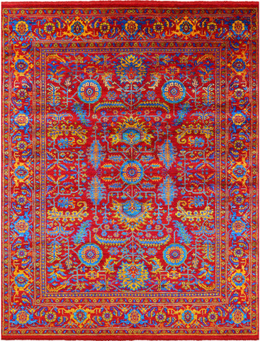 Red Persian Tabriz Handmade Silk Rug - 8' 0