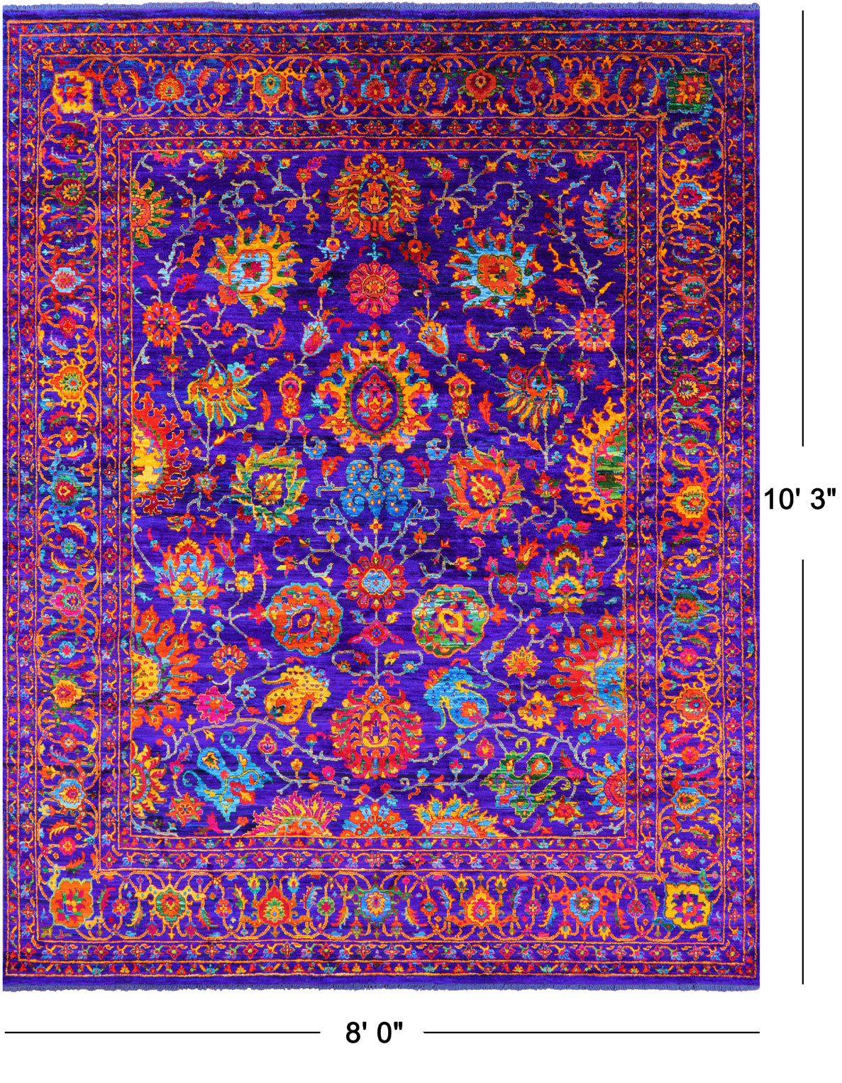 Persian Tabriz Hand Knotted Silk Rug - 8' 0" X 10' 3" - Golden Nile
