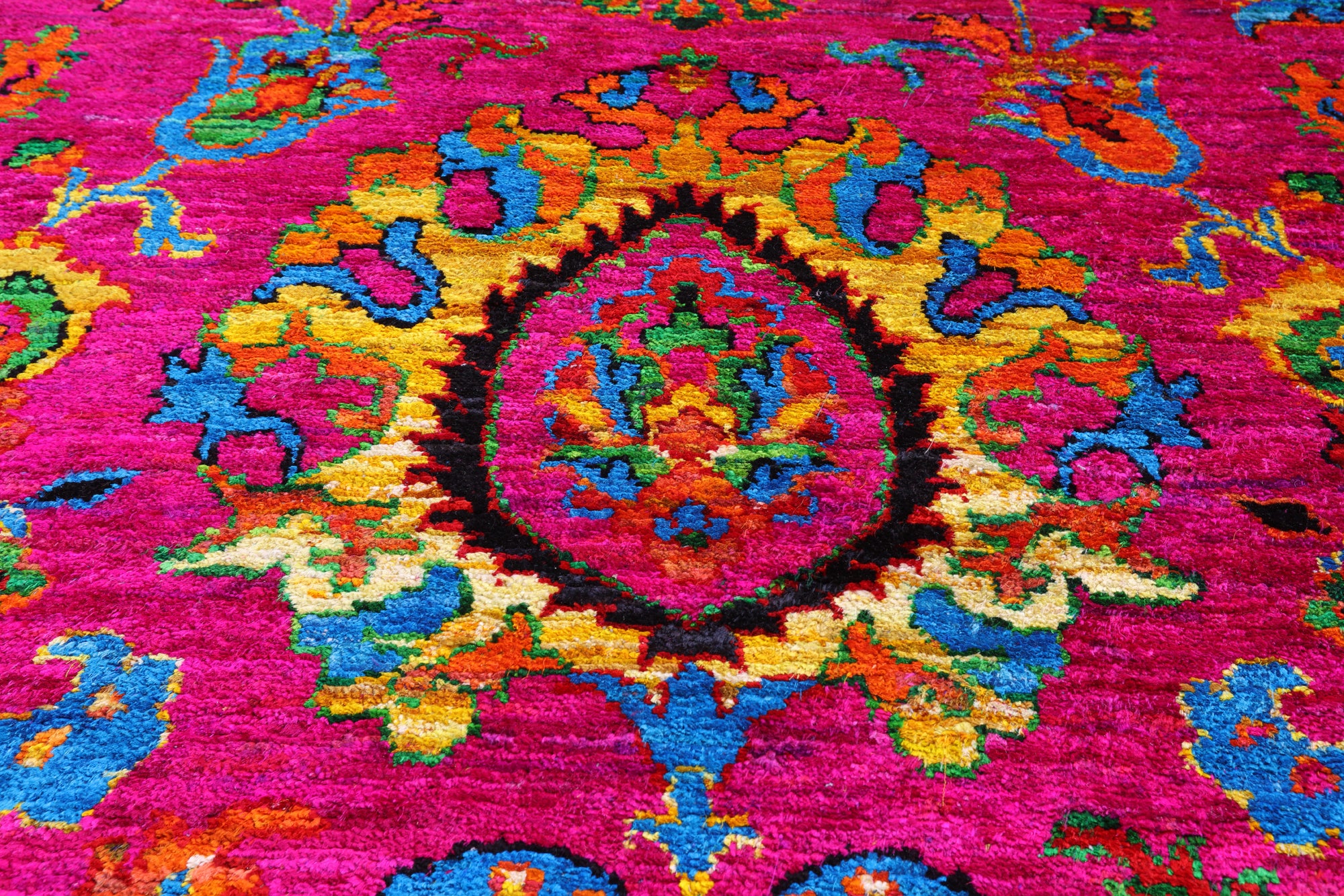 Pink Persian Tabriz Handmade Silk Rug - 8' 0" X 10' 4" - Golden Nile