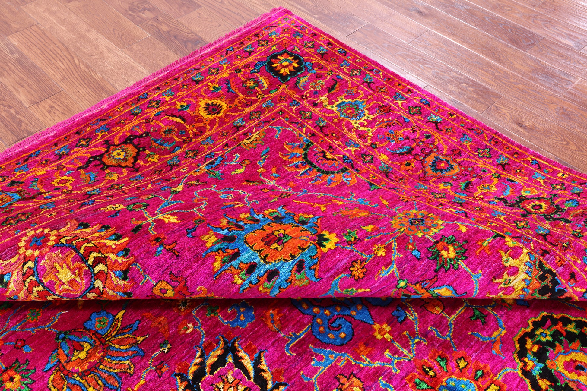 Pink Persian Tabriz Handmade Silk Rug - 8' 0" X 10' 4" - Golden Nile