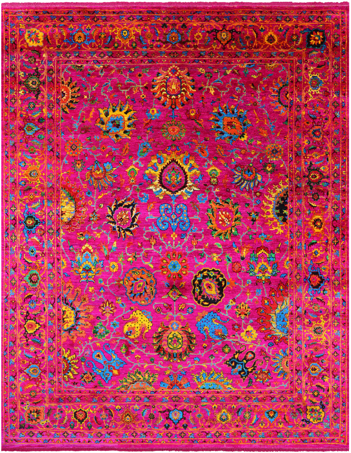 Pink Persian Tabriz Handmade Silk Rug - 8' 0" X 10' 4" - Golden Nile