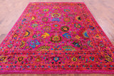 Pink Persian Tabriz Handmade Silk Rug - 8' 0" X 10' 4" - Golden Nile