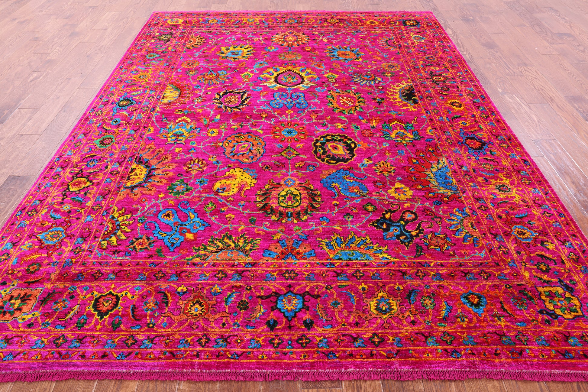 Pink Persian Tabriz Handmade Silk Rug - 8' 0" X 10' 4" - Golden Nile