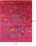 Pink Persian Tabriz Handmade Silk Rug - 8' 0" X 10' 4" - Golden Nile
