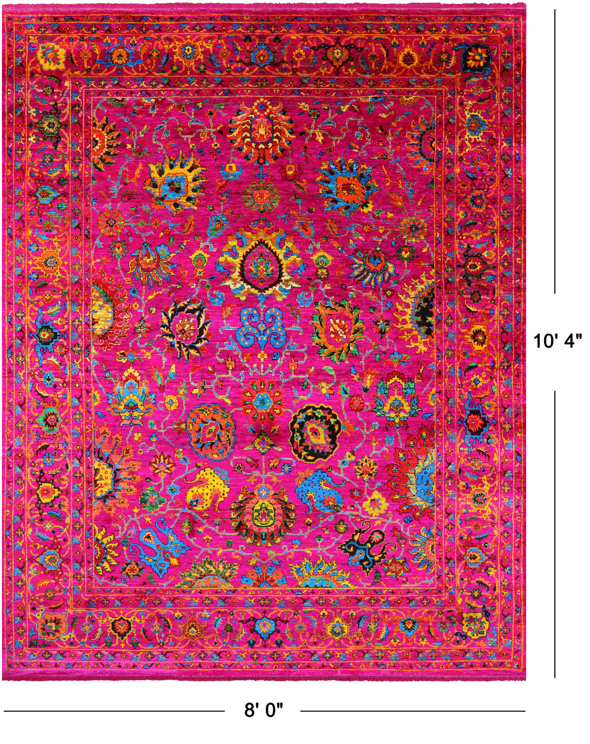Pink Persian Tabriz Handmade Silk Rug - 8' 0" X 10' 4" - Golden Nile