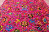 Pink Persian Tabriz Handmade Silk Rug - 8' 0" X 10' 4" - Golden Nile