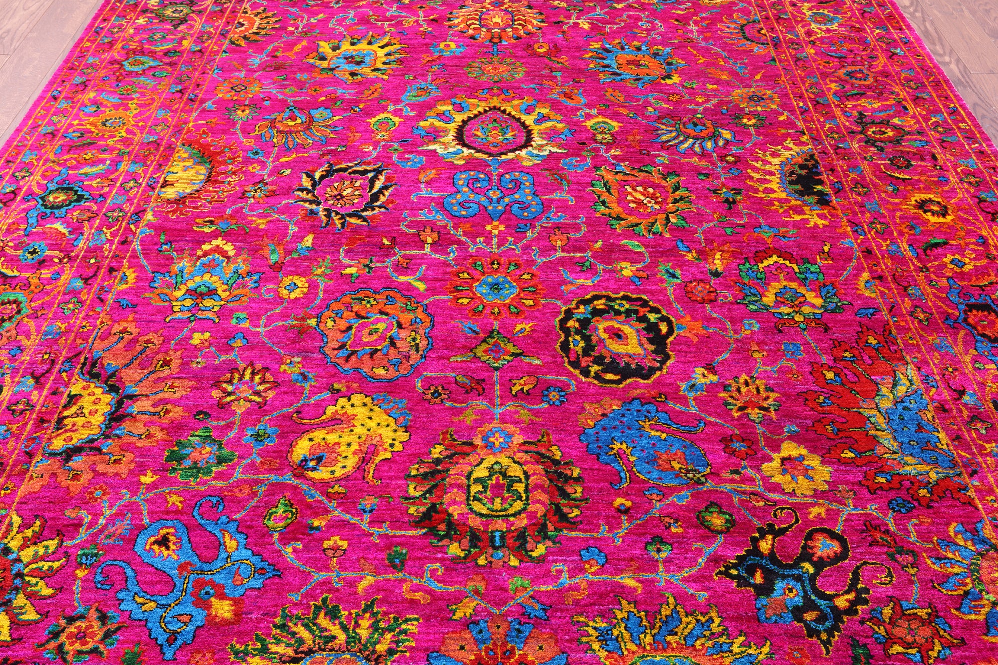 Pink Persian Tabriz Handmade Silk Rug - 8' 0" X 10' 4" - Golden Nile