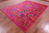 Pink Persian Tabriz Handmade Silk Rug - 8' 0" X 10' 4" - Golden Nile