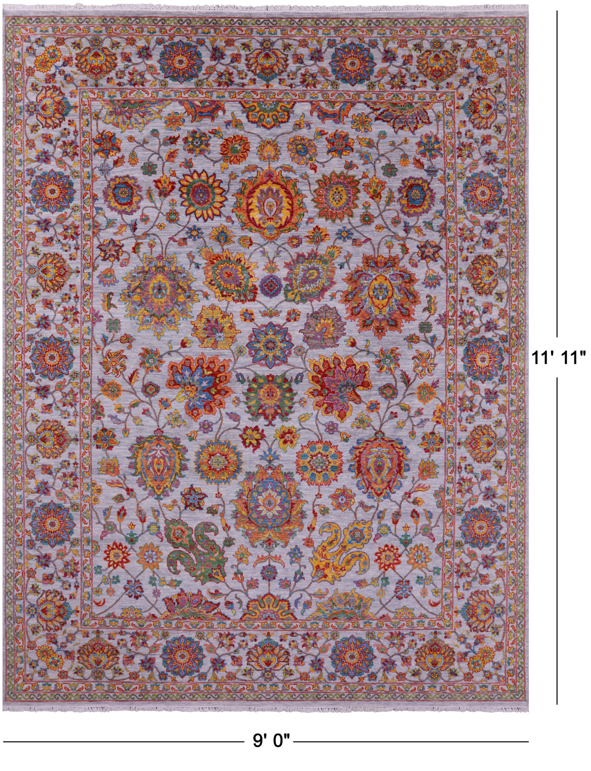 Persian Tabriz Handmade Wool Rug - 9' 0" X 11' 11" - Golden Nile