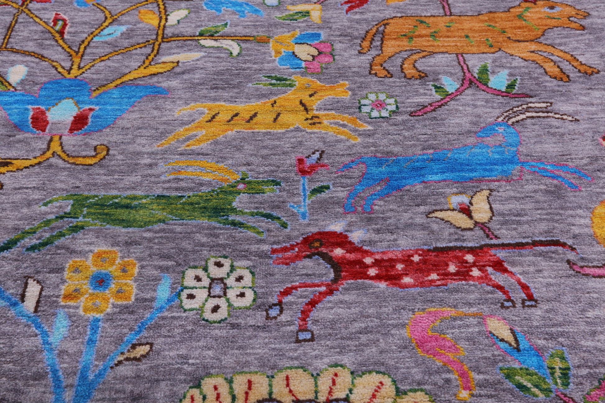 Tribal Persian Gabbeh Handmade Wool Rug - 8' 11" X 11' 11" - Golden Nile